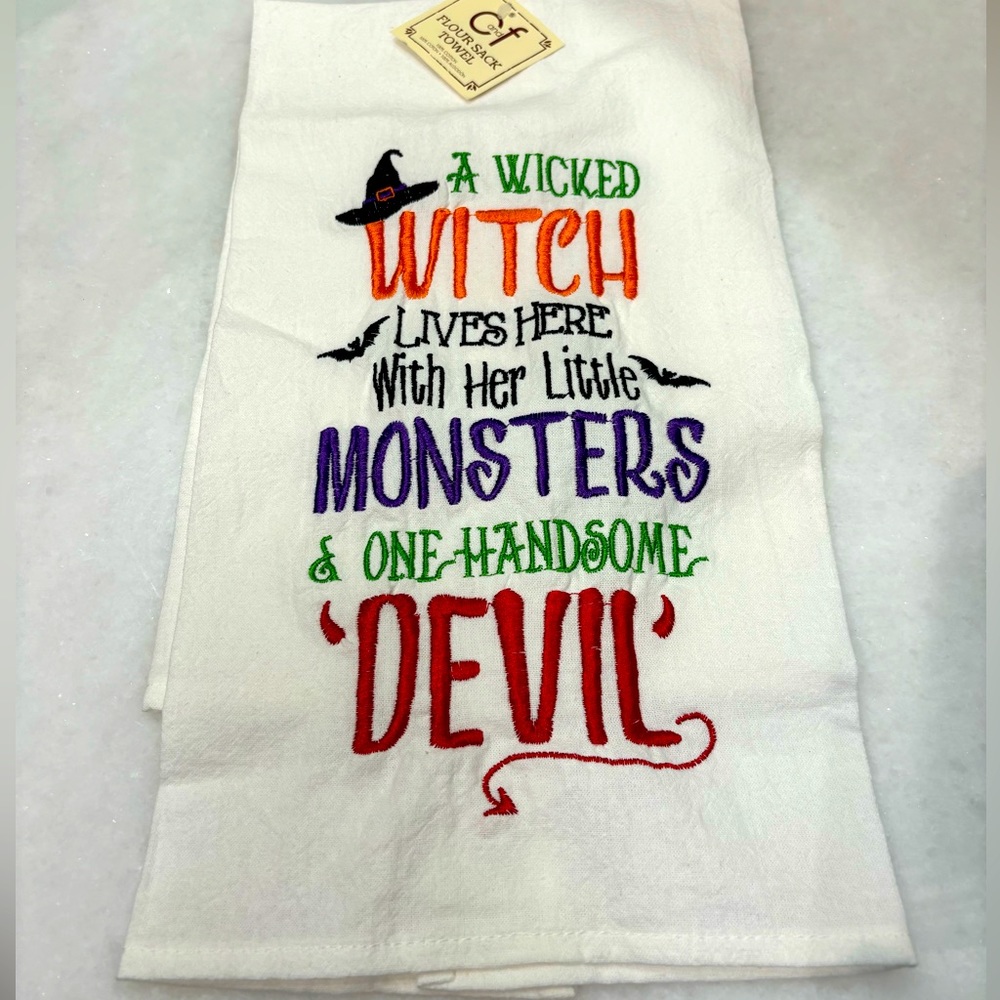 New Towel!A Wicked Witch lives here with her  little Monsters &a handsome devil